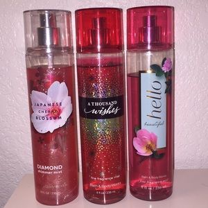 3 full size bath and body works mists